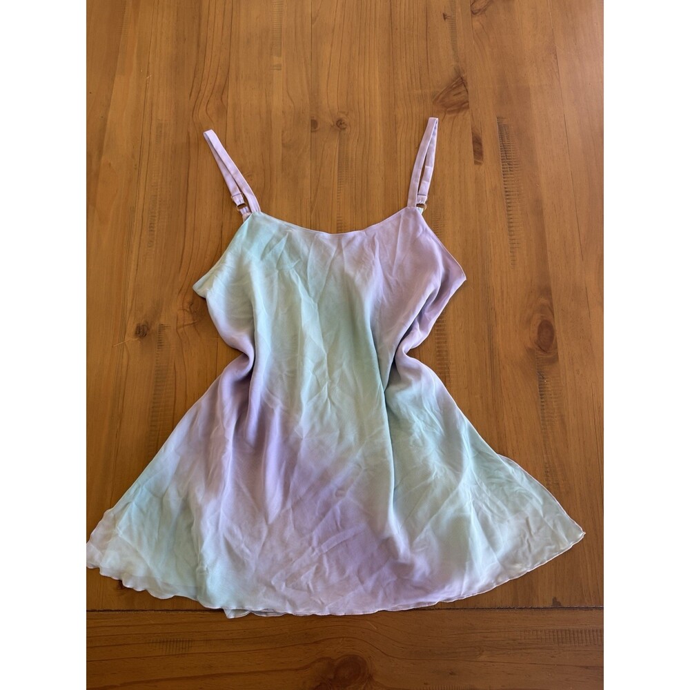 Morgan Taylor Intimates Pastel  Slip Dress Mini Dress Mint Lavender Y2K Vintage